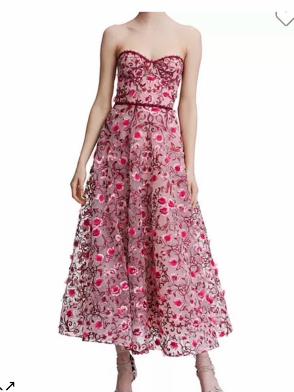 NWT Marchesa Notte Strapless bustier lilac Floral Embroidered Gown - size 8